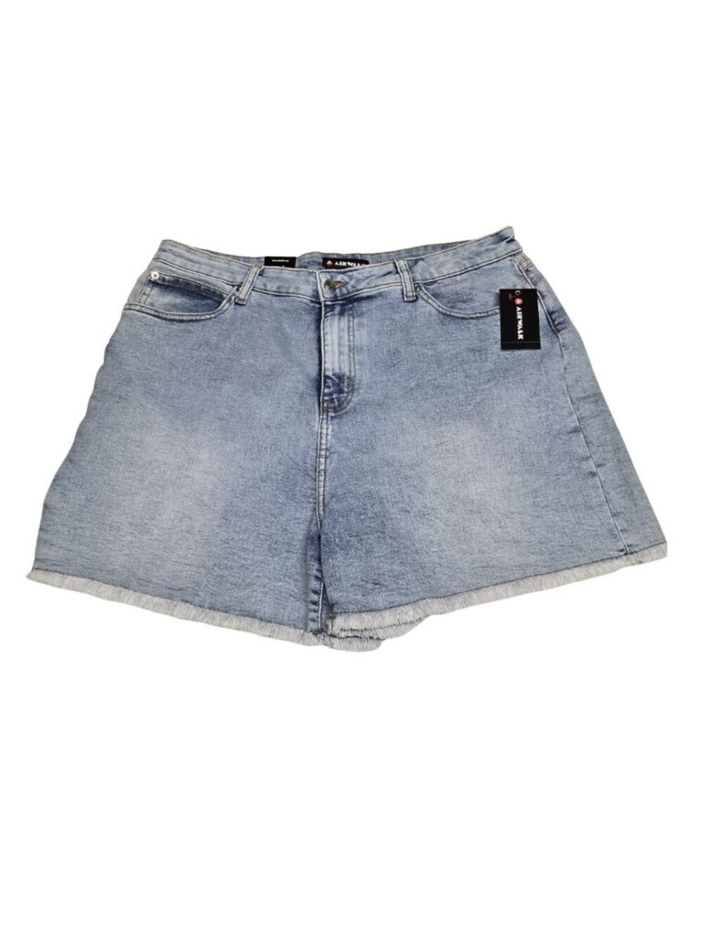 Airwalk Womens Jean Shorts Size 14 Light Wash High Rise Frayed Hem NWT